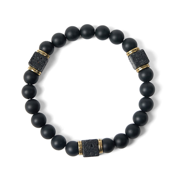 Pulsera de la fortuna con Buddha Stones de ónix negro esmerilado natural y piedra de lava cuadrada - image 6