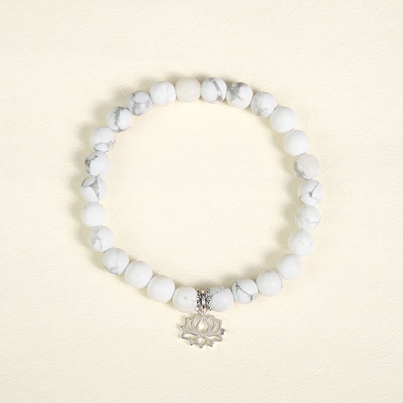 Pulsera de la riqueza con Buddha Stones en plata de ley 925 y diseño de loto con turquesa blanca natural - image 2