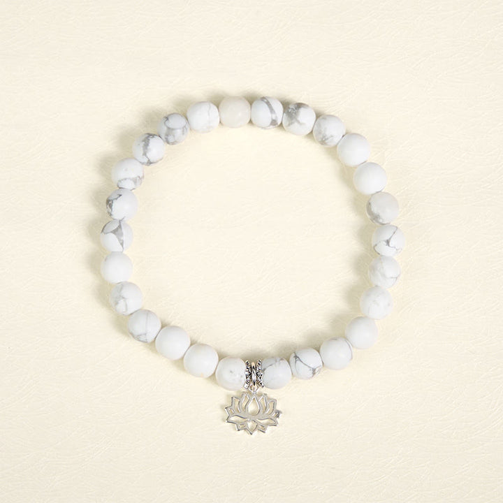 Pulsera de la riqueza con Buddha Stones en plata de ley 925 y diseño de loto con turquesa blanca natural - image 2