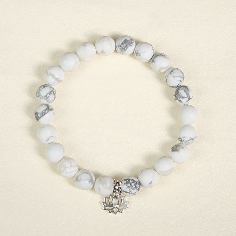 Pulsera de la riqueza con Buddha Stones en plata de ley 925 y diseño de loto con turquesa blanca natural - image 12