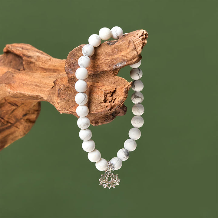 Pulsera de la riqueza con Buddha Stones en plata de ley 925 y diseño de loto con turquesa blanca natural - image 3