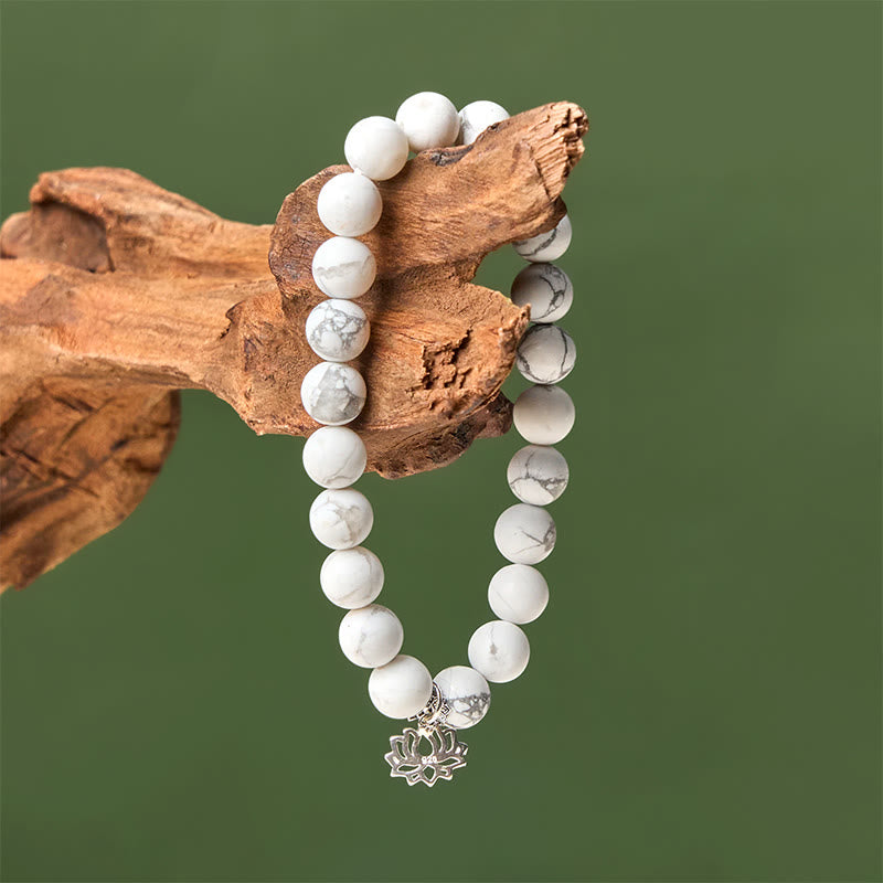 Pulsera de la riqueza con Buddha Stones en plata de ley 925 y diseño de loto con turquesa blanca natural - image 13