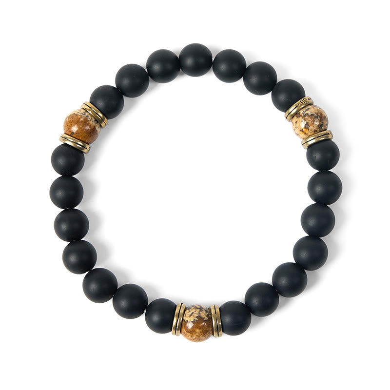 Pulsera de la fortuna con jaspe y ónix negro esmerilado natural de Buddha Stones - image 5