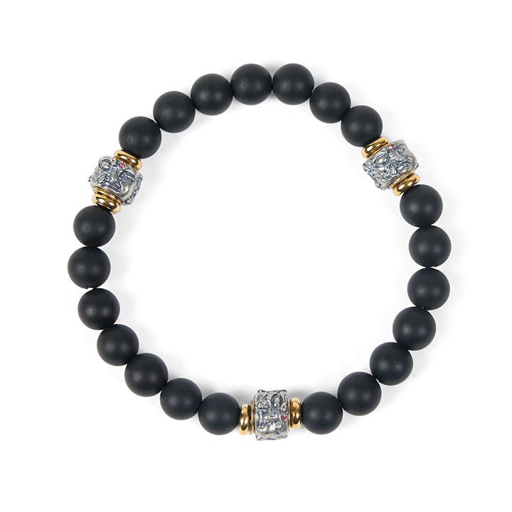 Pulsera protectora facial de Buda con Buddha Stones de Buda de ónix negro esmerilado natural - image 6