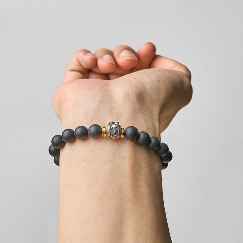 Pulsera protectora facial de Buda con Buddha Stones de Buda de ónix negro esmerilado natural - image 5