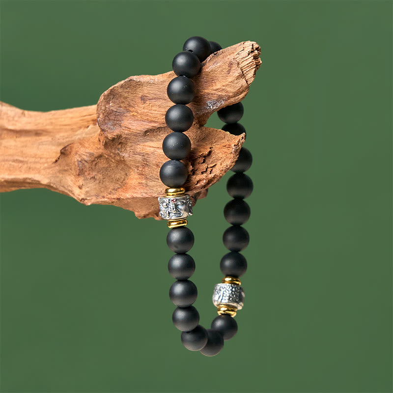 Pulsera protectora facial de Buda con Buddha Stones de Buda de ónix negro esmerilado natural - image 3