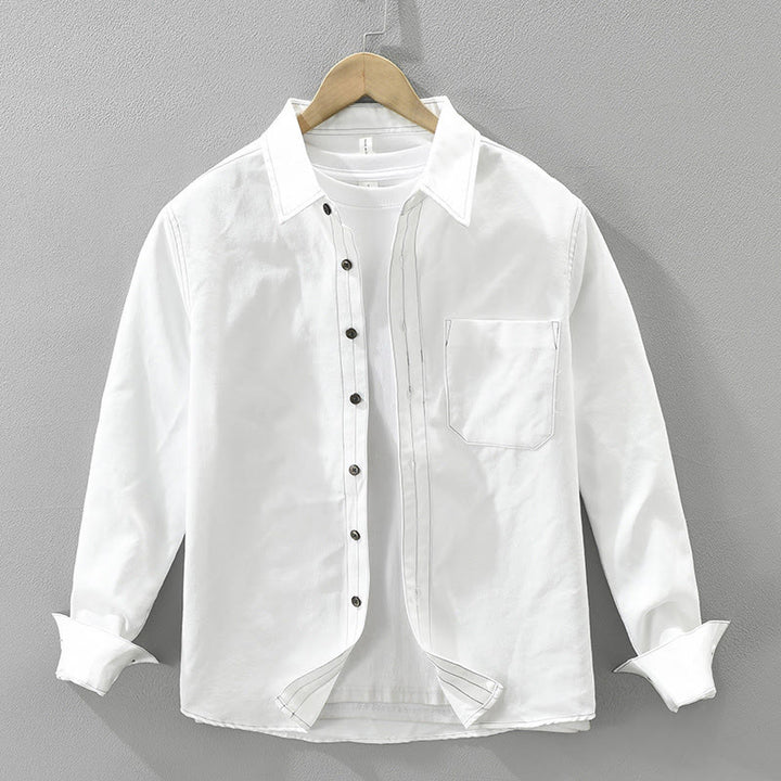 Camisa lisa de manga larga con botones y bolsillos de Buddha Stones Commute para hombre - Blanco - US/UK/AU42, EU52 (3XL) - image 1