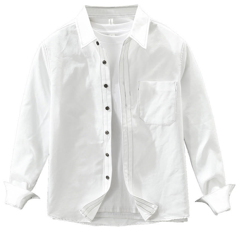 Camisa lisa de manga larga con botones y bolsillos de Buddha Stones Commute para hombre - image 3