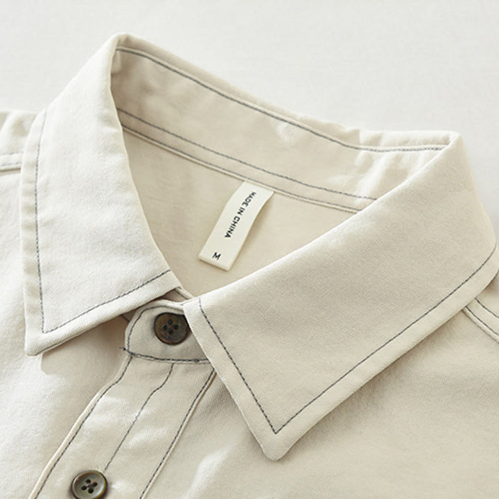Camisa lisa de manga larga con botones y bolsillos de Buddha Stones Commute para hombre - image 5