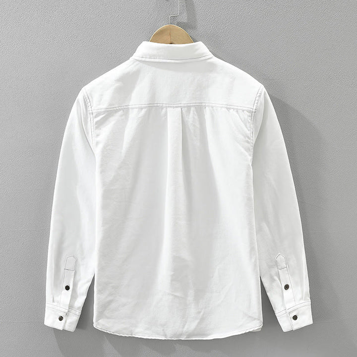 Camisa lisa de manga larga con botones y bolsillos de Buddha Stones Commute para hombre - image 2