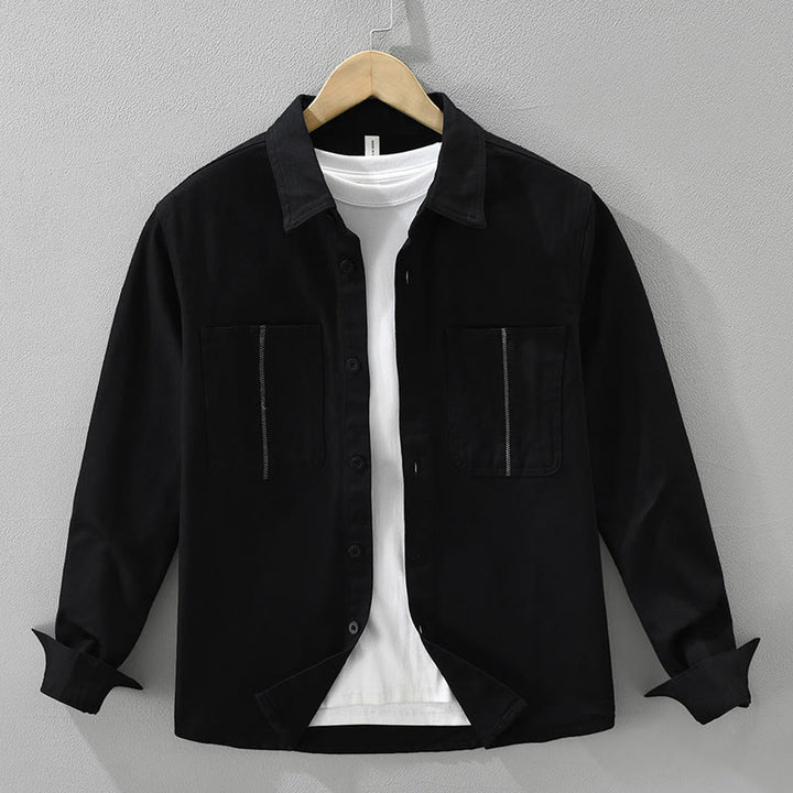 Camisa de manga larga con botones y bolsillos de Buddha Stones Spring Commute para hombre, de algodón - Negro - US/UK/AU42, EU52 (3XL) - image 0
