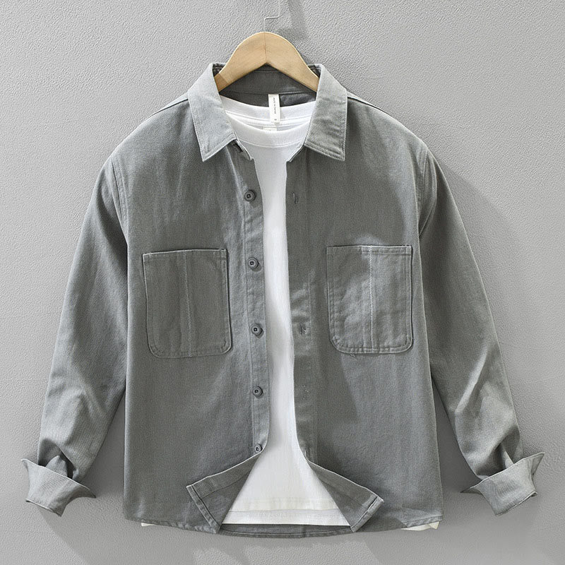 Camisa de manga larga con botones y bolsillos de Buddha Stones Spring Commute para hombre, de algodón - Gris oscuro - US/UK/AU42, EU52 (3XL) - image 14