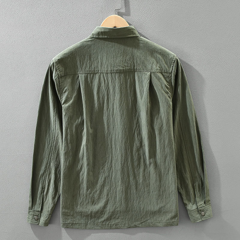 Camisa de hombre de manga larga con botones y diseño sencillo con bolsillos , de Buddha Stones Daily - image 1