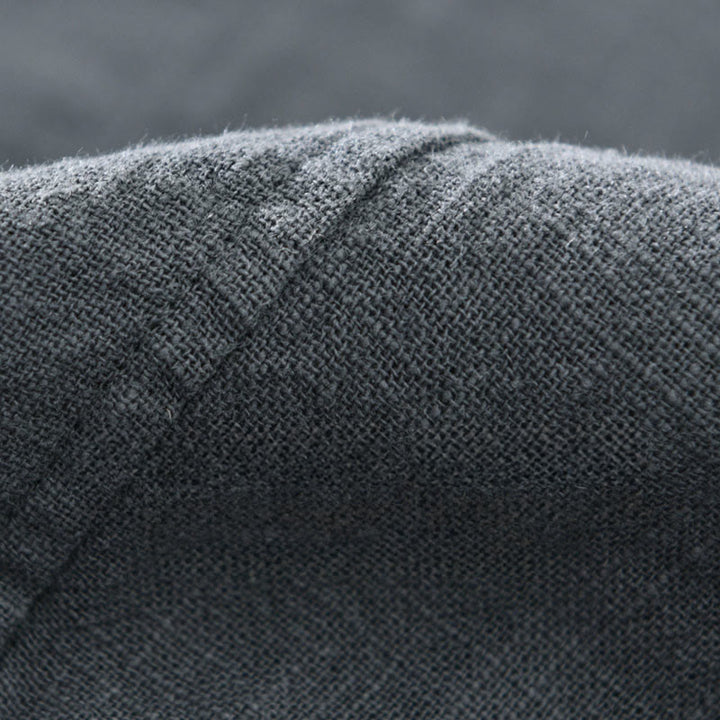 Camisa de manga larga con solapa y bolsillos de algodón ramio liso de otoño para hombre de Buddha Stones - image 9
