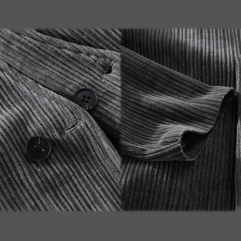 Chaqueta de manga larga para hombre con cuello en V y textura acanalada sencilla Buddha Stones Commute - image 6