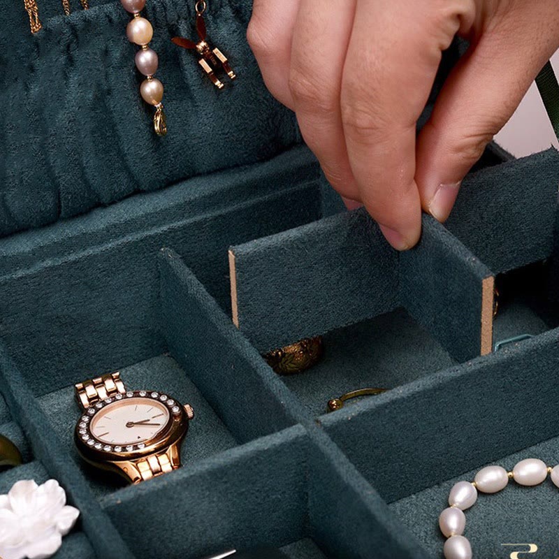 Caja organizadora de joyería de diseño Simple con Buddha Stones, caja de almacenamiento de joyería de franela de una sola capa con cerradura - image 8