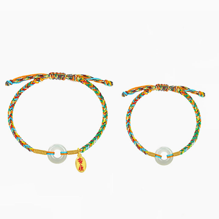 Pulsera de cuerda colorida de plata de ley 925 con Buddha Stones, hecha a mano, con hebilla de paz y jade para la prosperidad. - Estilo adulto*1+ Estilo infantil*1 - image 8