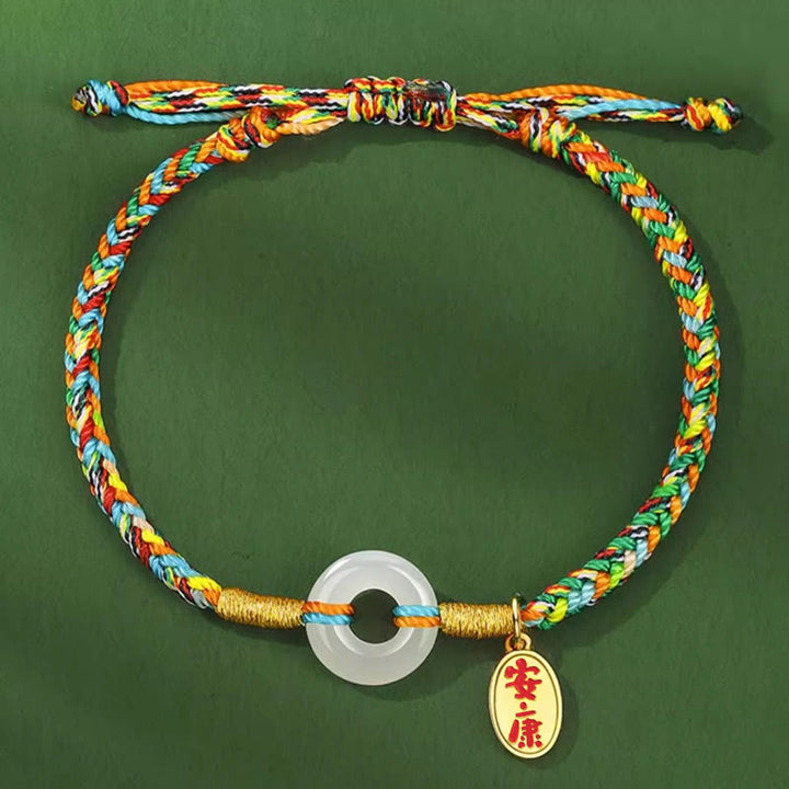 Pulsera de cuerda colorida de plata de ley 925 con Buddha Stones, hecha a mano, con hebilla de paz y jade para la prosperidad. - image 1