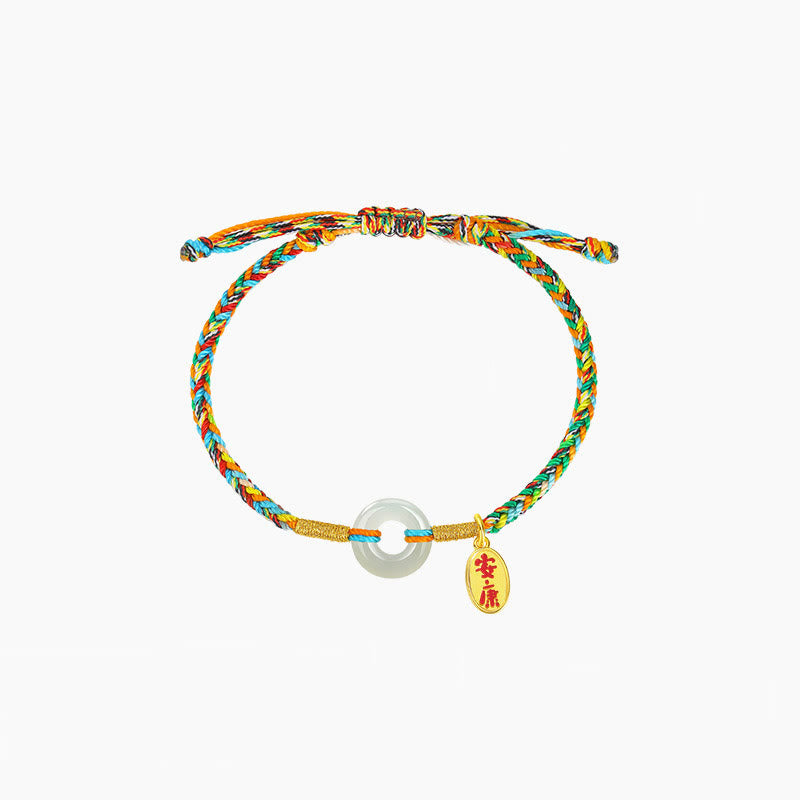 Pulsera de cuerda colorida de plata de ley 925 con Buddha Stones, hecha a mano, con hebilla de paz y jade para la prosperidad. - Estilo infantil*1 - image 7