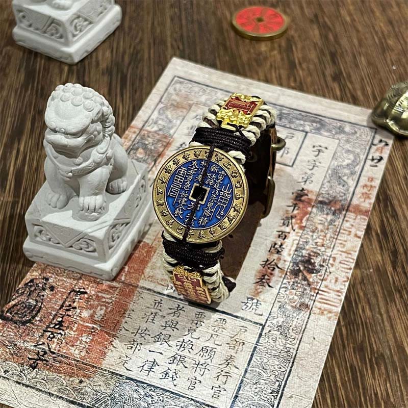 Pulsera de cuero con correa de reloj de Buddha Stones, montaña, fantasmas, gastar dinero y poder  - Los fantasmas de las Montañas Azules gastan dinero (circunferencia de la muñeca: 15-18 cm) - image 2