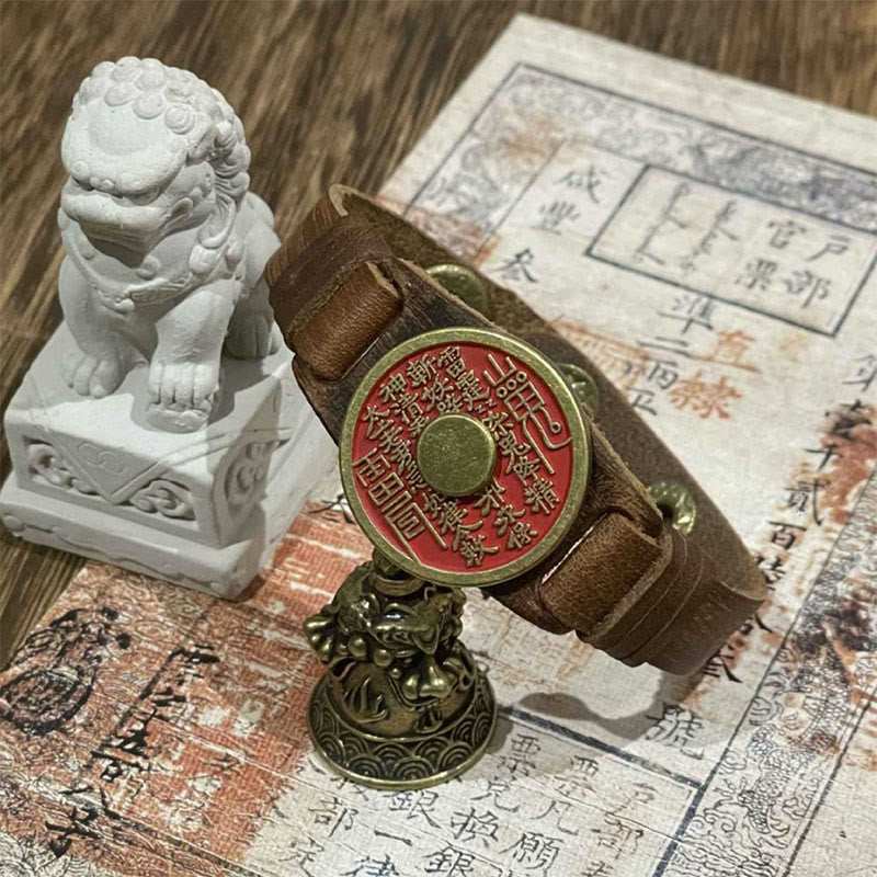 Pulsera de cuero con Buddha Stones, montaña de cinabrio, fantasmas, gastar dinero y bendición  - Los fantasmas de la montaña gastan dinero y cinabrio (circunferencia de la muñeca: 15-18 cm) - image 0