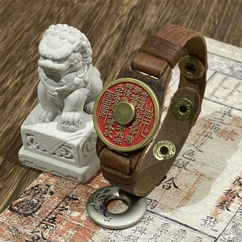Pulsera de cuero con Buddha Stones, montaña de cinabrio, fantasmas, gastar dinero y bendición  - image 1