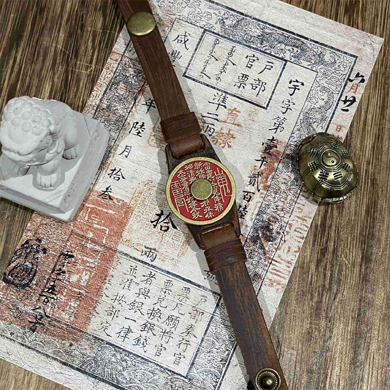 Pulsera de cuero con Buddha Stones, montaña de cinabrio, fantasmas, gastar dinero y bendición  - image 3
