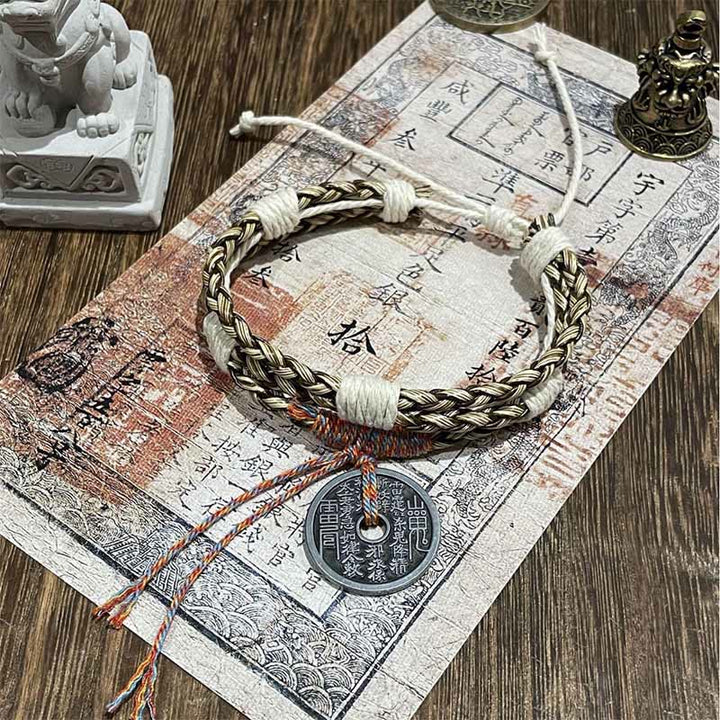 Pulsera trenzada de cuerda colorida con múltiples capas de Buddha Stones y fantasmas de montaña que gastan dinero  - Los fantasmas de la Montaña Gris gastan dinero (circunferencia de la muñeca: 15-19 cm) - image 3