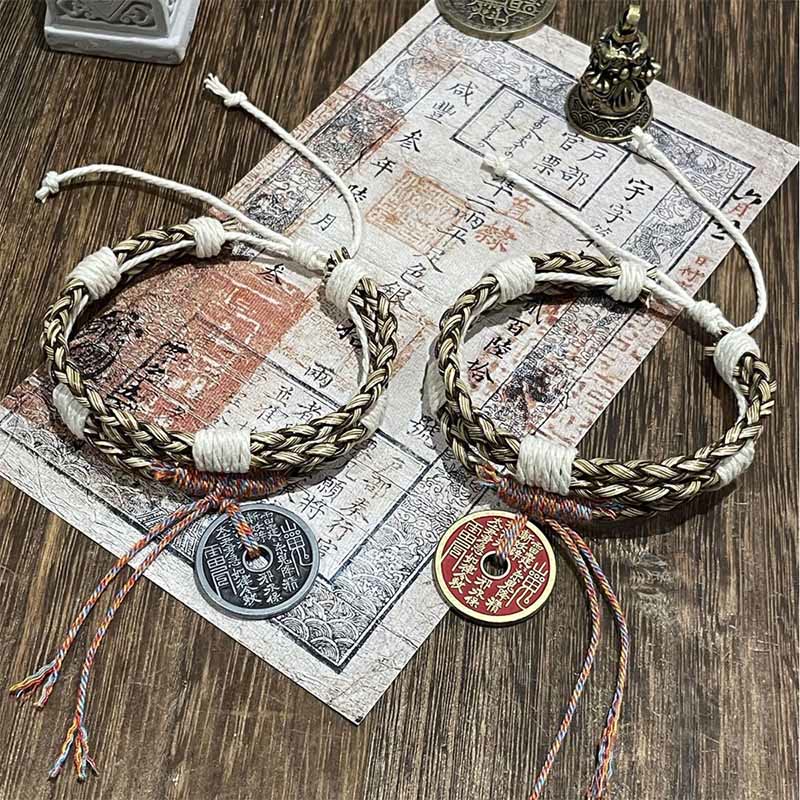 Pulsera trenzada de cuerda colorida con múltiples capas de Buddha Stones y fantasmas de montaña que gastan dinero  - image 4