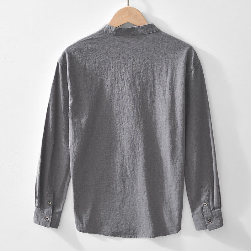 Camisas de algodón para hombre de manga larga, con medio botón y estampado de Buddha Stones, primavera y otoño - image 13