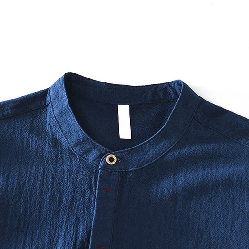 Camisas de algodón para hombre de manga larga, con medio botón y estampado de Buddha Stones, primavera y otoño - image 17