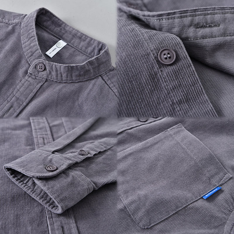 Chaqueta de pana de algodón con botones y manga larga para hombre de Buddha Stones - image 9