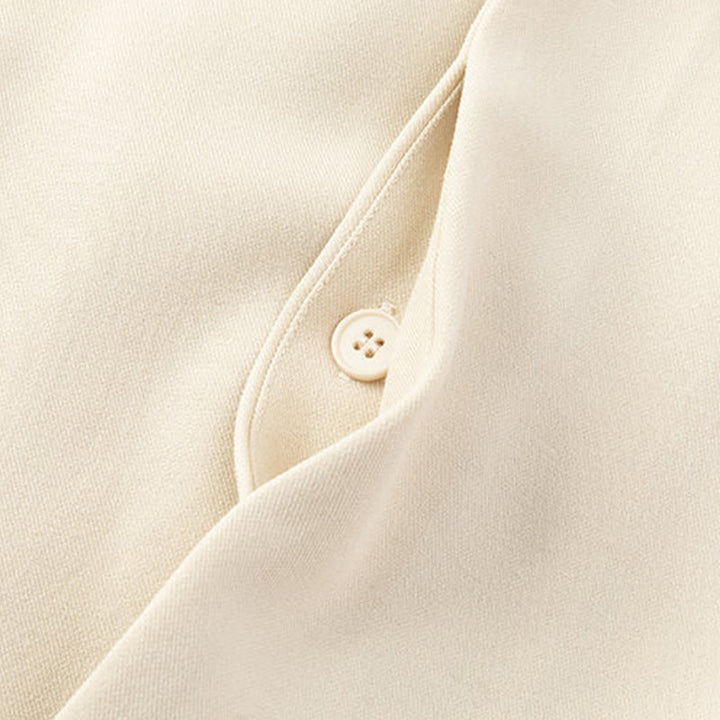 Camisas de hombre con diseño de medio botón oculto y manga larga con estampado de Buddha Stones en color liso y caída - image 4