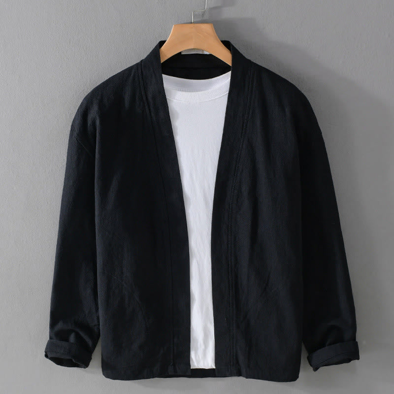 Camisas de hombre de algodón ramio con mangas largas y bolsillos, sencillas y abiertas, con estampado de Buddha Stones - Negro - US/UK/AU42, EU52 (3XL) - image 11