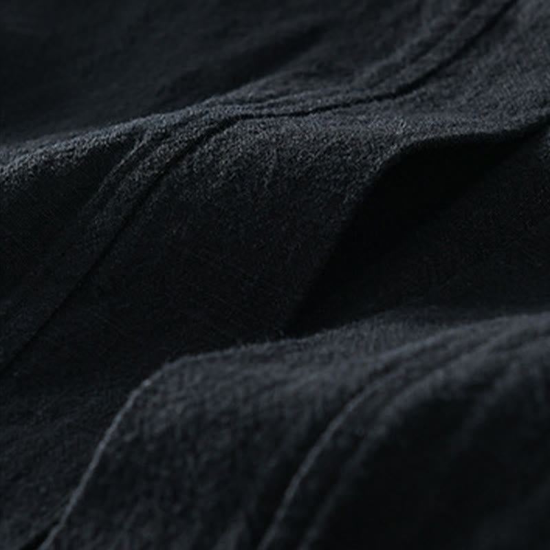 Camisas de hombre de algodón ramio con mangas largas y bolsillos, sencillas y abiertas, con estampado de Buddha Stones - image 15