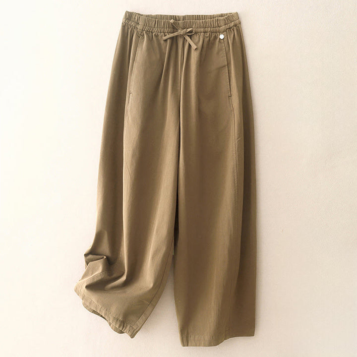 Pantalones harén de algodón para mujer con bolsillos, de largo 7-8, con estampado Buddha Stones - BurlyWood - US8-10，UK/AU12-14，EU40-42 (2XL) - image 0