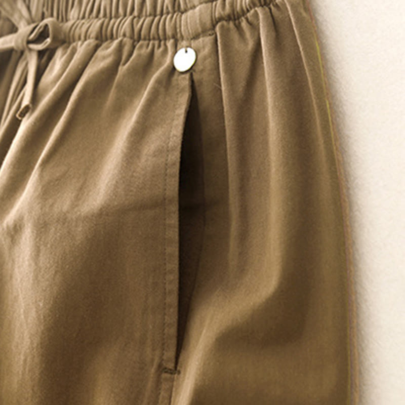 Pantalones harén de algodón para mujer con bolsillos, de largo 7-8, con estampado Buddha Stones - image 2