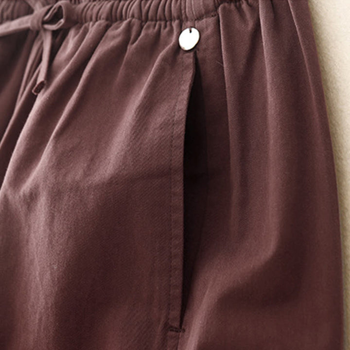 Pantalones harén de algodón para mujer con bolsillos, de largo 7-8, con estampado Buddha Stones - image 10