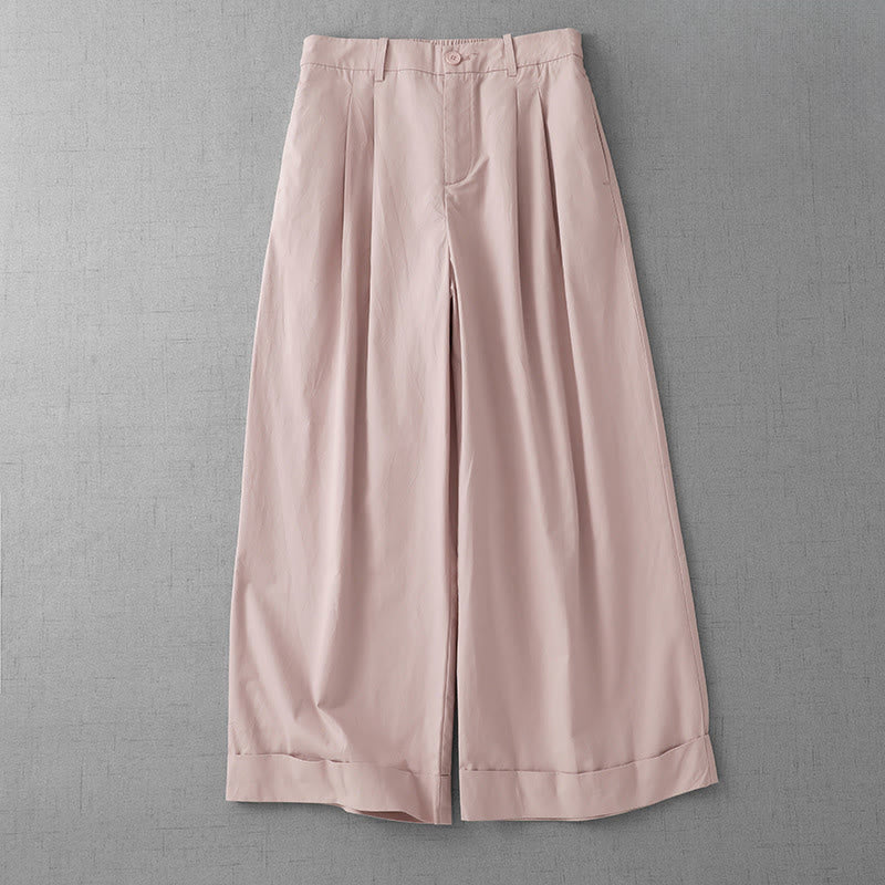Pantalones casuales de poliéster liso Buddha Stones para mujer, de pierna ancha, largos 7-8, con bolsillos - Rosa Misty - US14，UK/AU18，EU46 (2XL) - image 0