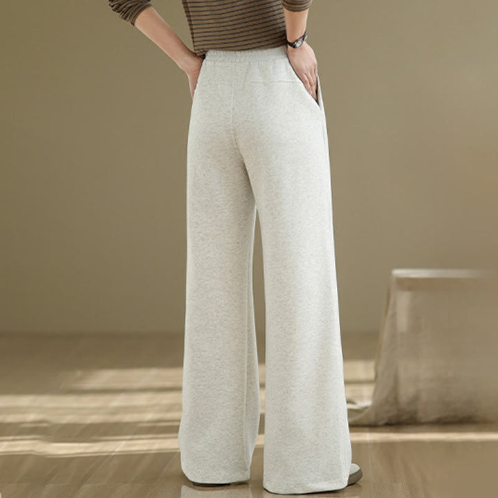Pantalones casuales de algodón liso con bolsillos para mujer de Buddha Stones - image 1