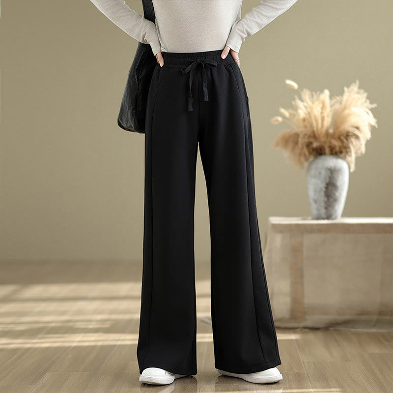 Pantalones casuales de algodón liso con bolsillos para mujer de Buddha Stones - Negro - US8-10，UK/AU12-14，EU40-42 (2XL) - image 10