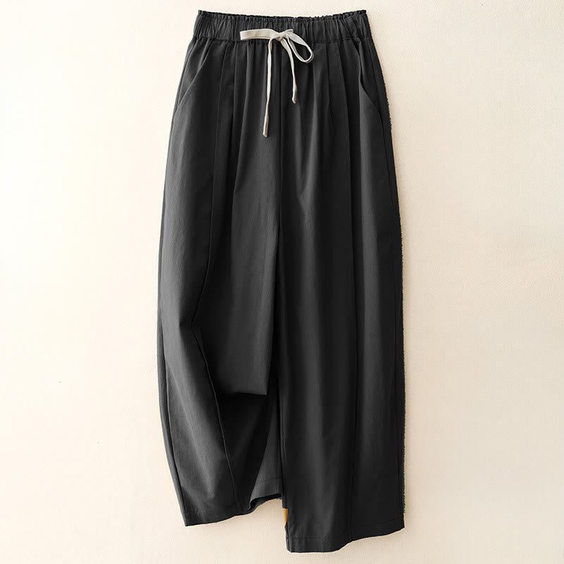Pantalones casuales de algodón y poliéster con bolsillos para mujer de Buddha Stones - Negro - US8-10，UK/AU12-14，EU40-42 (2XL) - image 13
