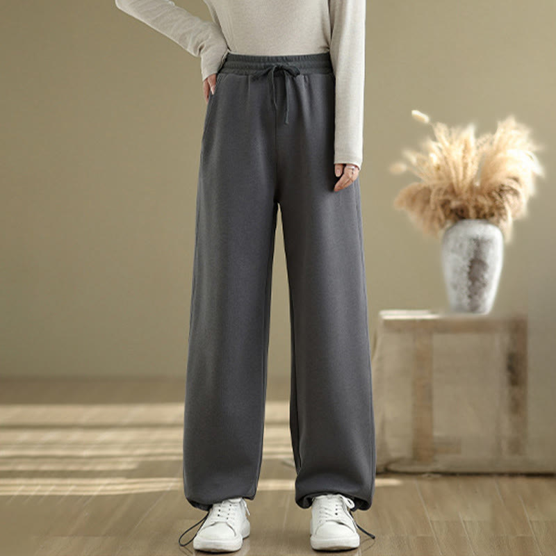 Pantalones rectos de algodón con bolsillos para mujer de Buddha Stones Casual Rope - Gris oscuro - US8-10，UK/AU12-14，EU40-42 (2XL) - image 0