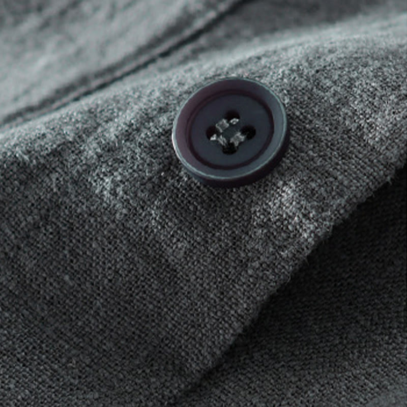 Camisas de hombre de algodón ramio con botones, manga larga y bolsillos, de Buddha Stones - image 6
