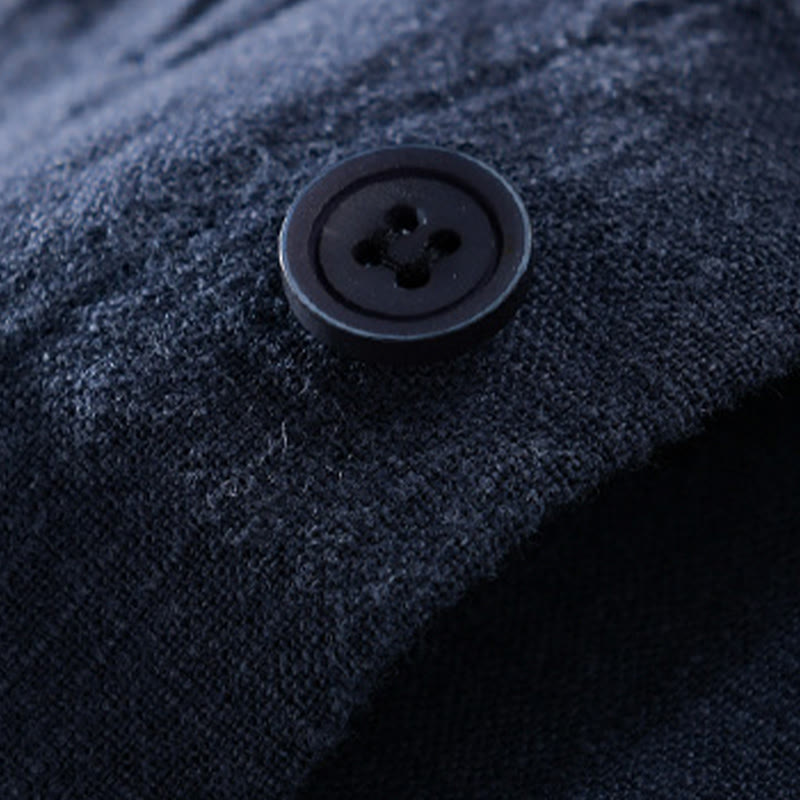 Camisas de hombre de algodón ramio con botones, manga larga y bolsillos, de Buddha Stones - image 23
