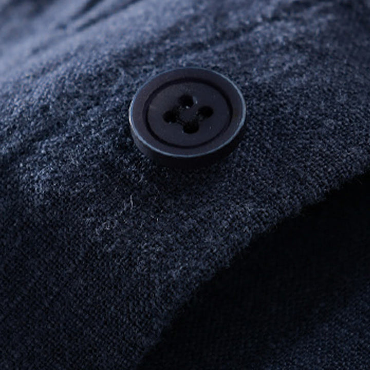 Camisas de hombre de algodón ramio con botones, manga larga y bolsillos, de Buddha Stones - image 23