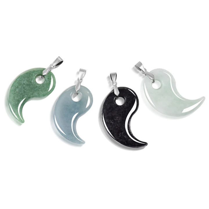 Collar con colgante de jade, titanio y acero con diseño de Buddha Stones y cadena de acero. - image 11