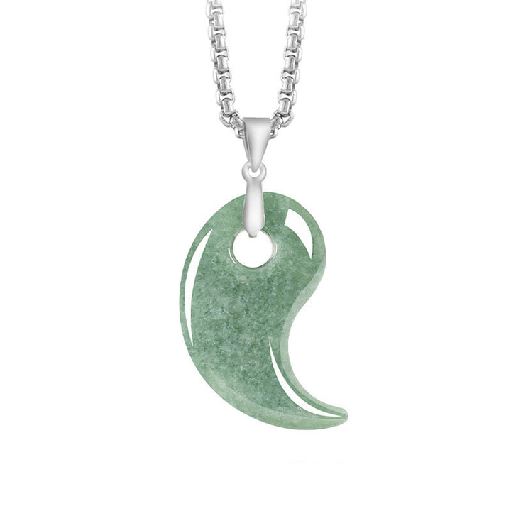 Collar con colgante de jade, titanio y acero con diseño de Buddha Stones y cadena de acero. - Verde mar medio - Jade - image 0