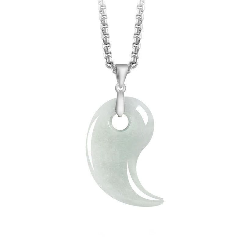 Collar con colgante de jade, titanio y acero con diseño de Buddha Stones y cadena de acero. - Azur - Jade - image 7