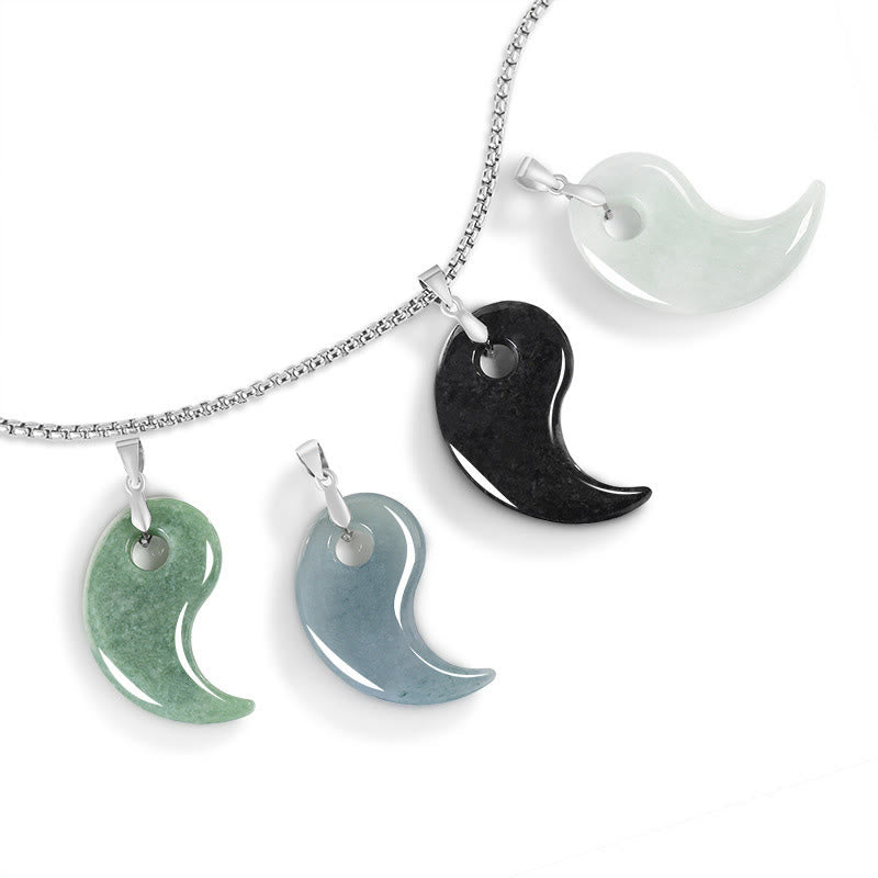 Collar con colgante de jade, titanio y acero con diseño de Buddha Stones y cadena de acero. - image 10